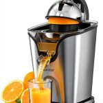 Healnitor 150W Electric Citrus Juicer Squeezer with 2 Cones, Stainless Steel Quiet Orange Juice Extractor Machines for Lime Grapefruit Lemon, Detachable Design-0