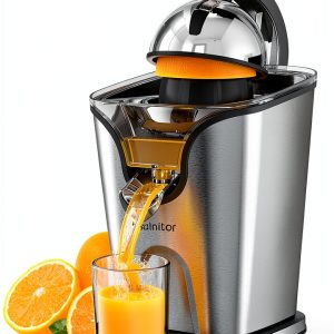 Healnitor 150W Electric Citrus Juicer Squeezer with 2 Cones, Stainless Steel Quiet Orange Juice Extractor Machines for Lime Grapefruit Lemon, Detachable Design-0