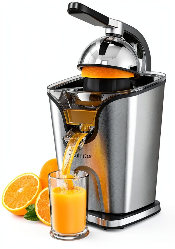 Healnitor 150W Electric Citrus Juicer Squeezer with 2 Cones, Stainless Steel Quiet Orange Juice Extractor Machines for Lime Grapefruit Lemon, Detachable Design-0