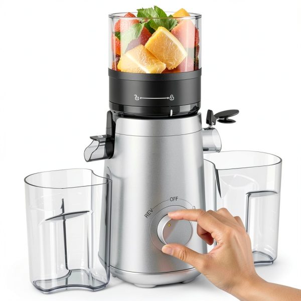 Juicer SMALLHOO 5.3" Wide Feed Cold Press Masticating – Silver-4