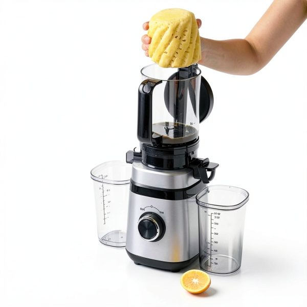 Juicer Machines, Cold Press Juicer with Wide Feed Chute, Slow Masticating Juicers for Whole Vegetables & Fruits, High Juice Yield, Easy to Clean, Large Auger, Light Silver-2