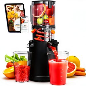 Slow Cold Press Juicer Machine: Electric Masticating Juicer Extractor Easy Clean - Whole Fruit Vegetable Juice Maker - Cold Pressed Slow Blender Juicer with Wide Large Chute Mouth-0