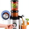 Ganiza Cold Press Juicer, 4.3" Compact Space-Saving Design Juicer Machine with 3 Replaceable Filters, One-Touch & Ultra-Quiet Operation, BPA-Free Easy to Clean, Silver-4