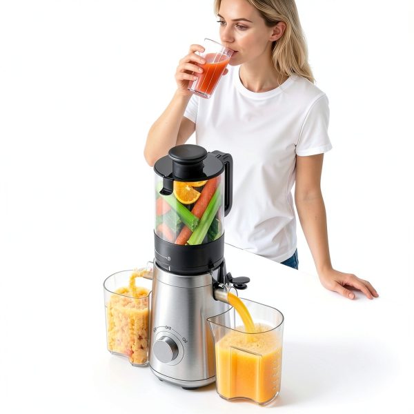 Juicer SMALLHOO 5.3" Wide Feed Cold Press Masticating – Silver-6