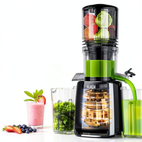 Cold Press Juicer IUIPI 5.3in XL Feed Chute 2L Capacity Black MP-802L-4