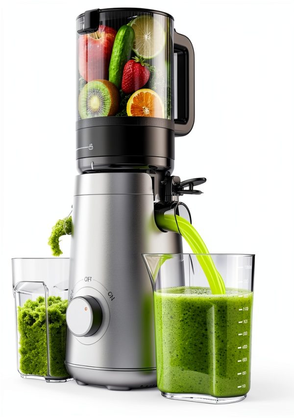 Juicer SMALLHOO 5.3" Wide Feed Cold Press Masticating – Silver-0