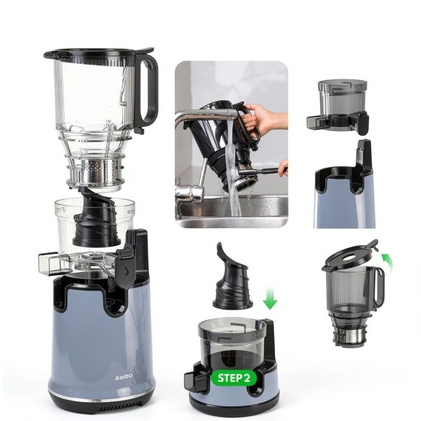 Cold Press Juicer Aeitto Max5 5.8 inch Matte Black Single Auger-6