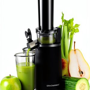 Elite Gourmet EJX600 Compact Masticating Slow Juicer Grey 16oz-0
