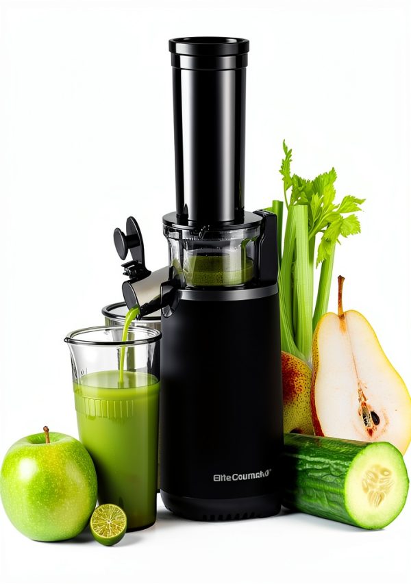 Elite Gourmet EJX600 Compact Masticating Slow Juicer Grey 16oz-0