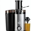 Qcen Juicer Machine, 800W Centrifugal Juicer Extractor with Wide Mouth 3” Feed Chute for Fruit Vegetable, Easy to Clean, Stainless Steel, BPA-free (Black)-5