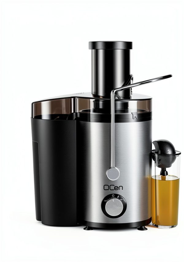 Qcen Juicer Machine, 800W Centrifugal Juicer Extractor with Wide Mouth 3” Feed Chute for Fruit Vegetable, Easy to Clean, Stainless Steel, BPA-free (Black)-5