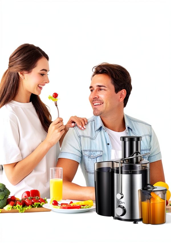 Qcen Juicer Machine, 800W Centrifugal Juicer Extractor with Wide Mouth 3” Feed Chute for Fruit Vegetable, Easy to Clean, Stainless Steel, BPA-free (Black)-6
