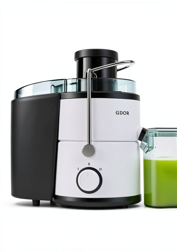 GDOR 800W Juicer Machine, 3” Wide Feed Chute, Dual-Speed Centrifugal Juicer for Fruits & Vegetables, Anti-Drip Function, BPA-Free, Easy to Clean with Brush, White-1